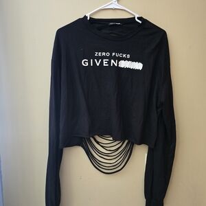 Fashion Nova Black Statement Long Sleeve Crop Top